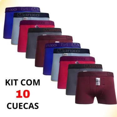 Imagem de Kit 10 cuecas box poliamida microfibra cores sortidas não enrola na pe