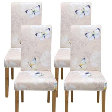 Imagem de Comfy Gate Pacote com 4 capas de cadeira de sala de jantar, capas de cadeira para sala de jantar, conjunto de 4 capas elásticas para cadeira de jantar, conjunto de 4 protetores de cadeira de cozinha,