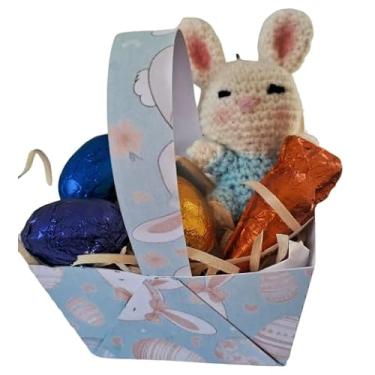 Imagem de Lembrancinha de Páscoa Cestinha com mini Ovinhos e Coelhinho (Azul, Coelhinho)