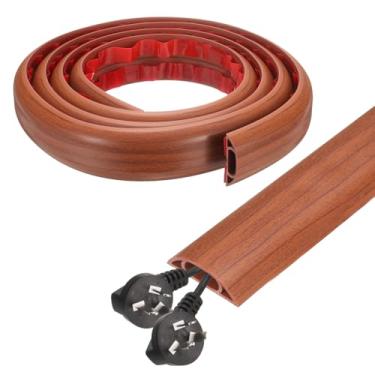 Imagem de HARFINGTON Capa de cabo de 1,8 m L 1,6 x A 0,33 Canal interno PVC esconde extensão, protetor de fios para evitar desvios de cabos, gerenciamento de cabos, madeira marrom