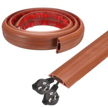 Imagem de HARFINGTON Capa de cabo de 1,2 m L 0,6 x A 0,33 Canal interno PVC esconde extensão, protetor de fios para evitar desvios de cabos, gerenciamento de cabos, madeira marrom