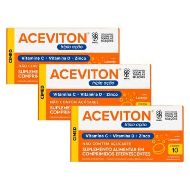 Imagem de Kit 3 unidades Aceviton Tripla Açao 10 Cpr Efervecente