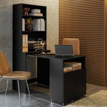 Imagem de Mesa Com Estante Escritório Veneza Preto