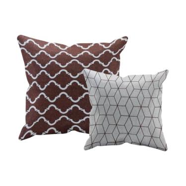 Imagem de kit 2 Capas Almofada Tear Alto Padrão luxo 60x60 + 45x45 Vr (KIT B 17 Vermelho Vinho Marfim Nude - KIT B SOFA ENCOSTO ALGODAO JACQUARD)