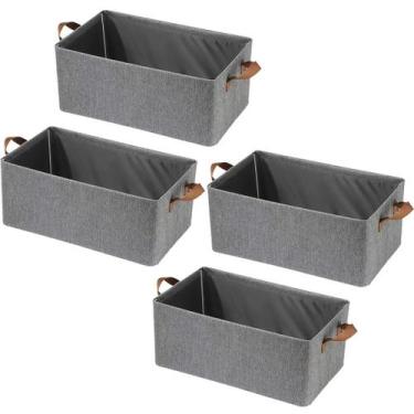 Imagem de Kit 4x Caixa Organizadora Cesto Dobrável Guarda Roupa Grande - Kadê
