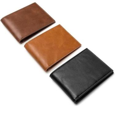 Imagem de Carteira Masculina Slim Pequena Luxo Em Couro Porta Cartões - H2, Marr