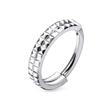 Imagem de Ruifan 20G 18G 16G Anéis de nariz de titânio para mulheres Duas fileiras laço serrilhado CZ Clicker articulado septo nariz anel lábio hélice cartilagem argola brinco daith torre concha piercing