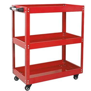 Imagem de YGCBL Carrinhos de mão portáteis multifuncionais, carrinho de trolley tool 3º piso espesso pequeno organizador rolamento 100 kg armário de reparo de automóveis multifuncional, 4 cores, vermelho, B