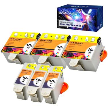 Imagem de Cartuchos de tinta Kodak compatíveis com baaland 10B e 10C (3 Preto, 3 Cores) esp 3250 Uso de tinta para impressora Kodak ESP3250 5100 5300 5500 ESP52