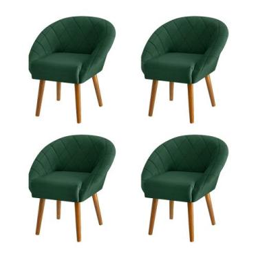 Imagem de Kit 4 Poltronas Decorativas Giovana Pés Palito Veludo Verde - CASA DA 