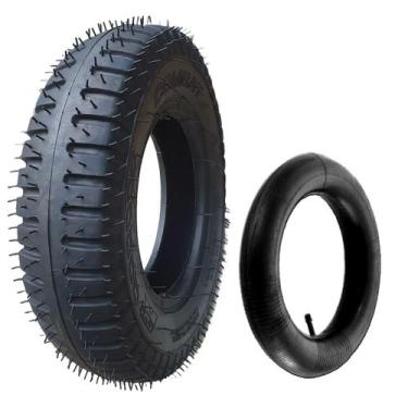 Imagem de Pneu Carretinha Cadeira Motorizada Kit 375-8 4 Lonas + Camara Ar Mj-8 