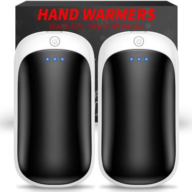 Imagem de Aquecedores de mãos Lerat elétricos recarregáveis, pacote com 2 unidades, branco/preto