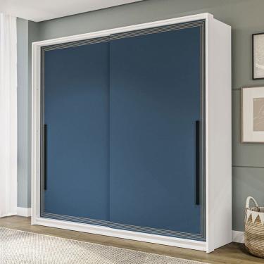 Imagem de Guarda-Roupa Casal Valência 2 Portas 2 Gavetas Branco/Azul - Politorno