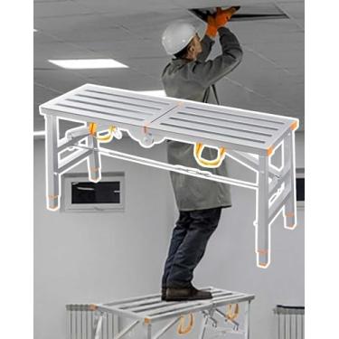 Imagem de WYUYIWH Plataforma de trabalho Plataforma de andaime dobrável industrial para manutenção doméstica e trabalho banco de escada de altura ajustável para projetos de melhoria 199 x 40 cm