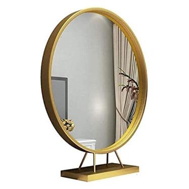 Imagem de AKALNNB Espelho de maquiagem europeu redondo de um lado para mesa, quarto, mesa, princesa, vestir, beleza, espelho