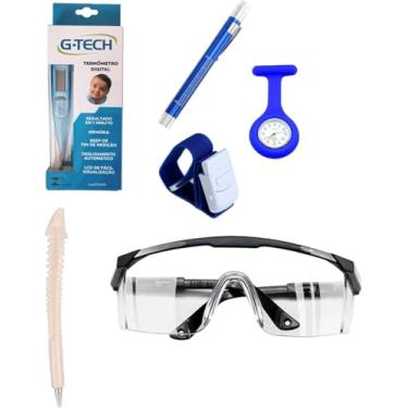 Imagem de Kit De Bolso Enfermagem Termometro Lanterna Garrote Oculos Caneta (AZUL)