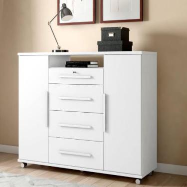 Imagem de Cômoda 4 Gavetas 2 Portas Versátil Zanzini, Branco Absoluto