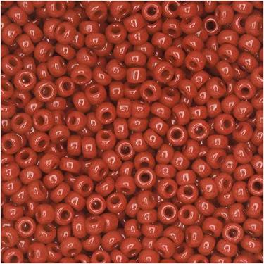 Imagem de Miyuki Contas redondas de sementes, tamanho 11/0, tubo de 8,5 gramas, vermelho opaco 408