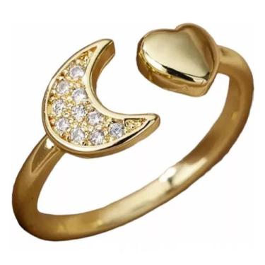 Imagem de Anel Ajustável Feminino Meia Lua - Banhado A Ouro 18K - Tojoia18K