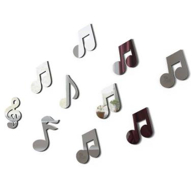 Imagem de Kit Espelho Decorativo Cifras Notas Musicais 10 Peças 10 Cm