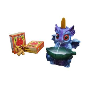 Imagem de Incensário Cascata Dragão Baby 12cm + Incenso Cone Palo Santo