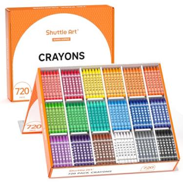 Imagem de Shuttle Art Crayon Pacote de aulas a granel – 720 unidades, 18 cores sortidas com 40 giz de cera por cor, material escolar de giz de cera não tóxico para professores e crianças, artes e artesanato