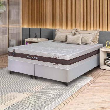Imagem de Conjunto Box Branco Mali Bege Molas Ensacadas King 193x203x70 - King House