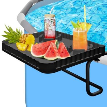 Imagem de Bar de piscina, bar de piscina acima do solo com 2 suportes para copos de bebida, mesa de beira de piscina para bebidas e lanches, serve para acessórios de piscina acima do solo de 8 cm ou menos