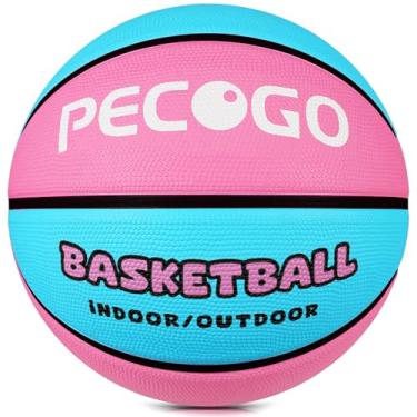 Imagem de PECOGO Basquete de borracha tamanho 6 72,4 cm para jogos internos e externos, academia, treinamento, competição, esportes, bolas de basquete, presente oficial para crianças, meninas, jovens e adultos,
