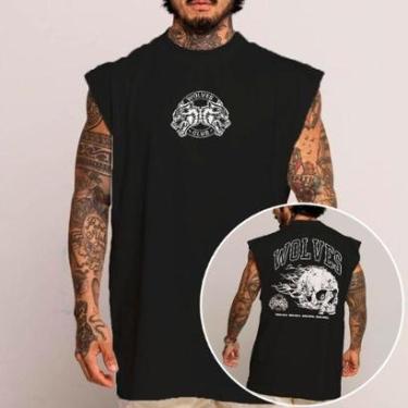 Imagem de Camiseta Regata Algodão Machão Oversized Abstract Academia Club Fitness Dark Skull-Unissex