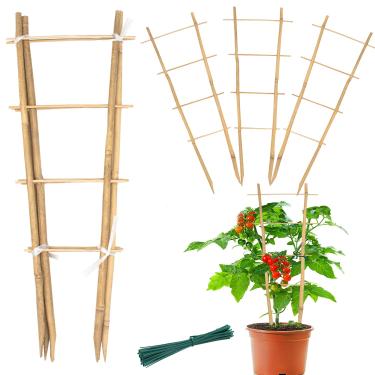 Imagem de GAGINANG Treliça De Bambu Com Escada 16" Para Plantas Jardinagem Vertical, Trepadeiras, Orquídeas, Monsteras E Em Vasos Interior - Pacote 3
