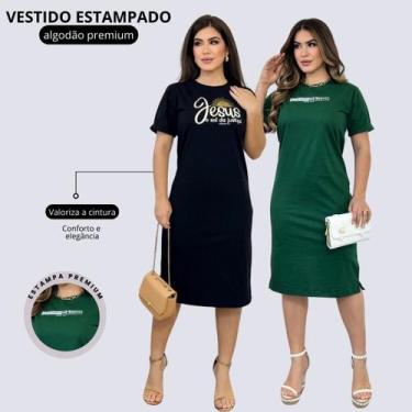 Imagem de Kit 2 Vestidos Feminino Estampado Moda Evangelica Casual - Nenfa, P 36