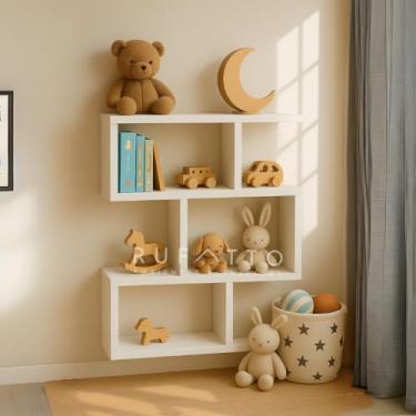 Imagem de Prateleira ZIG LIVROS BRANCA Decorativa de Parede, Organizador para Sala, Quarto e Home Office