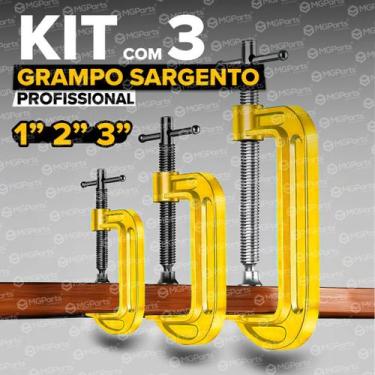 Imagem de Jogo de Grampos Tipo C Sargento Profissional Ferro Resistente Marcenei