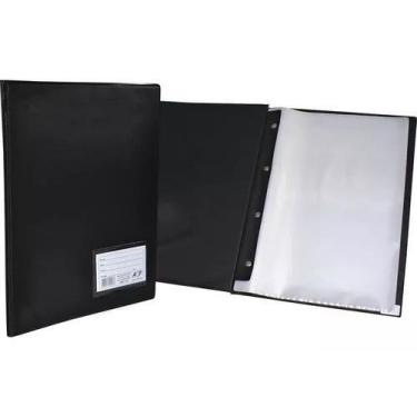 Imagem de Kit 30 Pasta Catálogo Cor Preta Com 10 Plásticos A4/Ofício - Acp