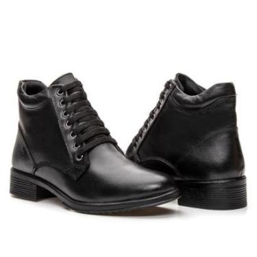 Imagem de Bota Feminina de Couro Legitimo Cano Médio Forrada Conforto para o Inverno-Feminino