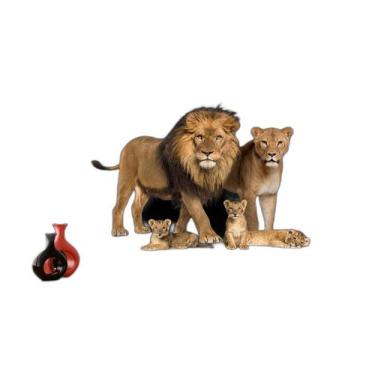 Imagem de Papel De Parede Animais Leão Família Filhotes 3,5M Anm511 - Você Decor