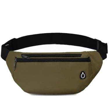 Imagem de Pochete para mulheres e homens, pochete transversal resistente à água esportiva bolsa de cintura, bolsa de cinto para viagens, caminhadas, corrida, 1 pacote - verde-escuro, Large, Pochete