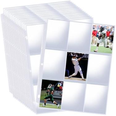 Imagem de Folhas de fichário com 900 bolsos, mangas de páginas de cartas colecionáveis com carregamento superior, mangas de cartão de beisebol transparentes de dupla face para fichário de 3 anéis, cartões de jogo, cartões esportivos, cartões de visita, cupons