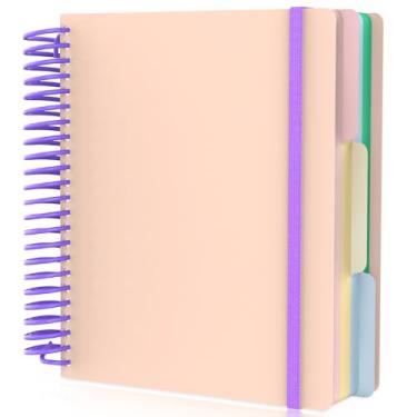 Imagem de EUSOAR Caderno espiral pautado universitário, caderno espiral forrado com capa de plástico A5 de 18,5 x 20,6 cm, pequeno, 240 páginas, papel grosso, diário de 3 assuntos para escritório, escola,