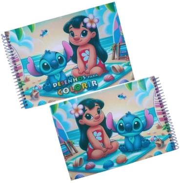 Imagem de Livro de Colorir STITCH Capa Dura 40 Desenhos Frente e Verso