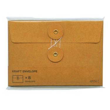 Imagem de Envelopes Kraft 85673006 Midori, M, cordão horizontal, laranja, 8 folhas