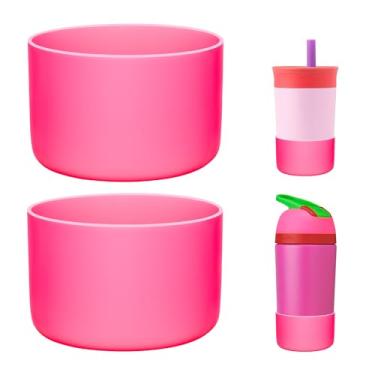 Imagem de Prurex 2 Peças De Capa Protetora Silicone Compatível Com Stanley Quencher H2.0 20 E 30 Oz, Inferior Para Todas As Garrafas Copos 2,75-2,85", Antiderrapante, Sem Bpa (Rosa Vermelha)
