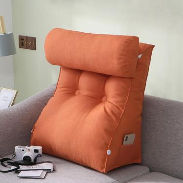 Imagem de Almofada De Leitura E Rolo De Pescoço Destacável, Almofada De Cunha Ajustável, Suporte Para As Costas, Com Espuma De Memória Desfiada, Ótimo Como Encost, Fashion Orange, 55×60×30cm with headrest
