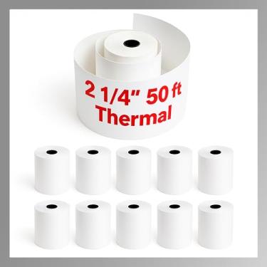 Imagem de Pokanic Rolos térmicos de papel de recibo [6,8 cm x 127 cm] x [10 rolos] Compatível com Clover Mini Mobile Square POS System Calculadoras de Máquina de Cartão de Crédito Impressoras Star (5,7 cm x 50
