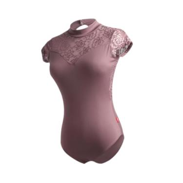 Imagem de Colaxi Collant de balé feminino, versátil, macio e moderno para ginástica, verão, CafÉ, Xl