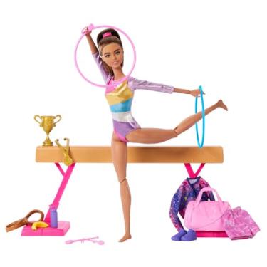Imagem de Barbie Profissões Conjunto de Brinquedo Ginasta Cabelo Castanho para crianças a partir...