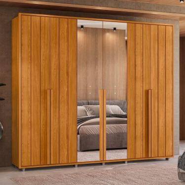 Imagem de Guarda-roupa Casal 6 Portas 100% Mdf Com Espelhos E Pés Volpi Cinamomo