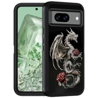 Imagem de FQTBCEARI Capa de celular projetada para Google Pixel 8A, capa protetora de corpo inteiro à prova de choque de 3 camadas de grau militar para Google Pixel 8A (2024), rosa dragão