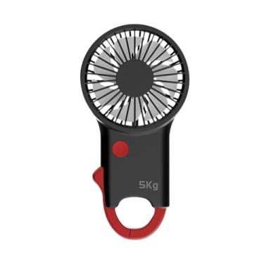 Imagem de Fenteer Ventilador portátil de mão com função de reforço de aderência, presente de verão, mini ventilador de mão 2 em 1 para escritório, caminhadas, casa, Vermelho